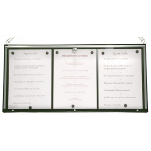 Vitrine porte menu pour intérieur - Capacité : 3 pages