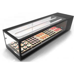 Vitrine professionnelle sushi - Capacité : 8 GN 1/3 x 40mm  - Température :  2° /  6° C - Dim : 1788 x 395 x 245 mm