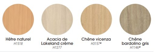 Couleurs plateau standards<br>Autres coloris disponibles sur demande