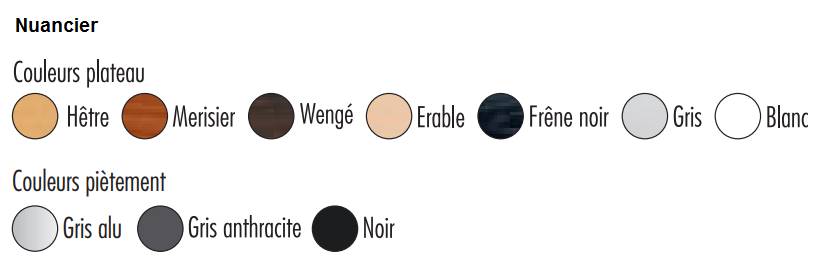 Couleurs disponibles