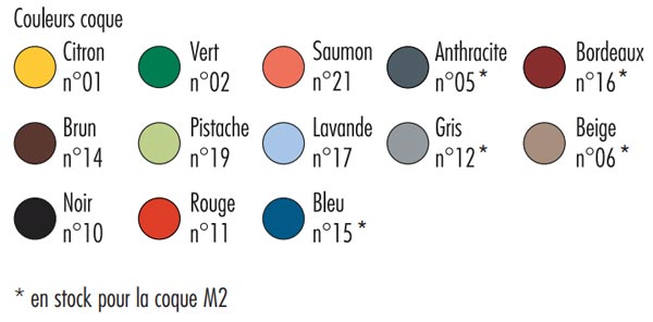 Nuancier (coloris à préciser lors de la commande)