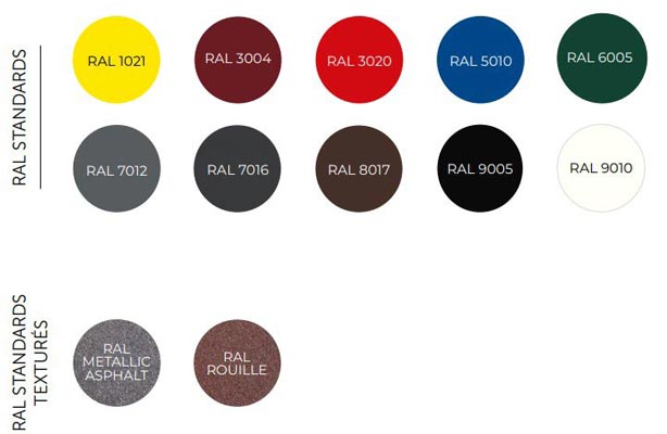 Nuancier (coloris disponibles)