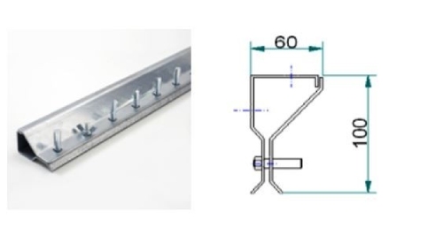 Profil de fixation acier galvanisé ou inox ht. 60 mm