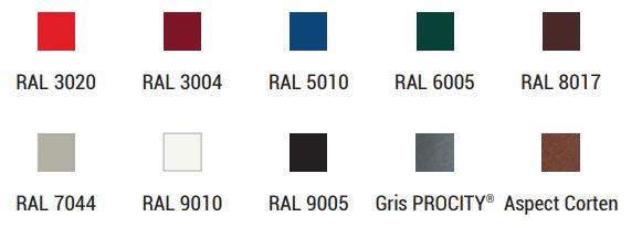 Nuancier (coloris à préciser lors de la commande)