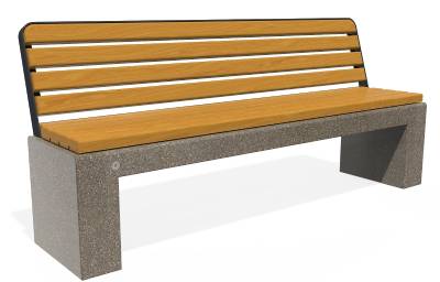 Banc béton avec assise et dossier en bois certifié
