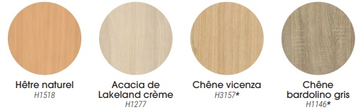 Coloris structure standards<br>Autres coloris disponibles sur demande