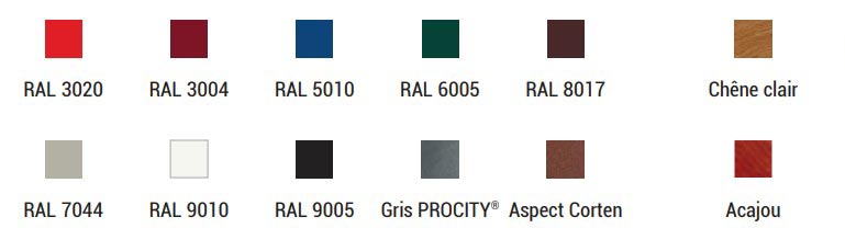 Piétement en acier peint sur zinc selon nos coloris <br> Bois finition acajou ou chêne clair