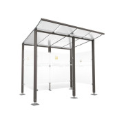 Abri fumeur en acier - L.2500 ou 5000 mm - P.2000 mm - Scellement direct