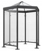 Abri fumeur hexagonal en verre