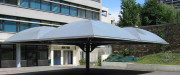 Abri métallo textile 4 toits carrés - Dimensions de 64 m² et 100 m²