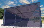 Abri monopente en kit 5,4x15x3m bardage 2 pignons + 1 long pan bas