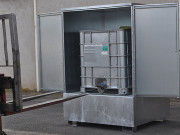 Abri de stockage grande hauteur en acier galvanisé à chaud pour 1 ibc - rétention 1000 l