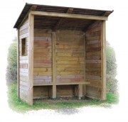 Abribus en bois avec fenêtre