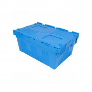 Bac de distribution avec couvercle - Fond et côtés pleins - 46 à 67 L - L.600 x l.400 x H. de 256 à 365 mm - Bleu