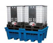Bac de rétention polyéthylène pour 2 cubitainers 1000 Litres