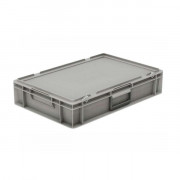 Bac plastique de stockage avec couvercle - Fond et côtés pleins - 20 à 42 L - L.600 x l.400 x H. de 133 à 233 mm - Gris