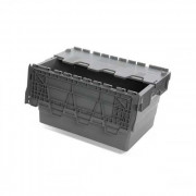 Bac navette transport en polypropylène recyclé - L - 600 x 400 mm - Volume de 60 à 78 L - Gris
