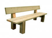 Banc bois campagnard en pin - L.2000 mm - H. assise : 425 mm - Pin traité autoclave classe 4 - Sans ou avec accoudoirs - A sceller ou à poser