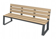Banc en acier et bois compact HPL - A lames – 3 places - Structure métal anthracite - L.1800 x P.585 x H.815 mm - Coloris assise au choix