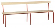 Banc scolaire 3 lames - T1 à T6 - L.120 à 200 cm - Hêtre massif - Avec dossier 1 lames - Empilable