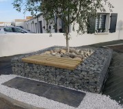 Banc tour d'arbre gabion en bois