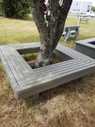 Banc tour d'arbre carré en matériau recyclé - Dim : 180 x 180 x 45 cm - 6 à 8 places