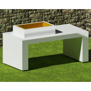 Barbecue en béton pour espace public - Dimensions : L.2000 mm  x l.1000 mm × H.1020 mm