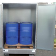 Box de stockage 2 fûts en acier galvanisé - Portes avec serrure