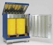Box de stockage acier pour fûts avec rétention