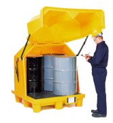 Box de stockage pour 4 fûts en PEHD