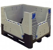 Caisse palette plastique pliable portes abattantes