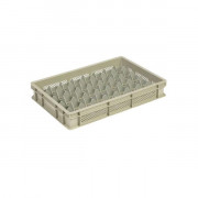 Casier à verres en polyéthylène avec séparateur - Ajouré - 40 compartiments - Beige - L.600 x 400 x 100 mm - Ø65 mm
