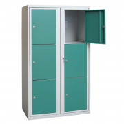 Casier vestiaire acier ouverture centralisée – 4 cases - 1 ou 2 colonnes - aération arrière - L. 450 à 900 x P. 500 x H. 1580 mm - Coloris au choix