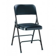 Chaise pliante Palerme en acier et vinyle - H. d'assise : 460 mm - Tampons antibruit - L.470 x P.420 x H.790 mm - Noire