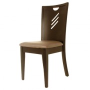 Chaise en bois avec assise rembourrée en simili cuir