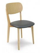 Chaise de terrasse en bois avec assise rembourrée vinyle