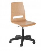 Chaise informatique scolaire bois réglable IDAHO - H. réglable de 40 à 52 cm - Hêtre multiplis - Sur patin ou sur roulettes