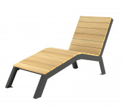 Chaise longue méridienne en acier et bois - 1 place - Structure métal anthracite - L.640 x P.1710 x H.925 mm