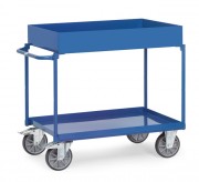 Chariot à 2 plateaux tôlés avec rebord