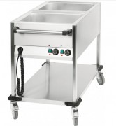 Chariot bain-marie à eau 2 cuves Gastronorme 1/1