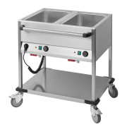Chariot bain-marie inox - En acier inoxydable 18/10 -Nombre de Bacs : 2 x GN1/1 - Thermostat à réglage progressif de 0° C à 90°C