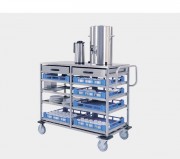 Chariot cuisine en inox pour paniers à vaisselle