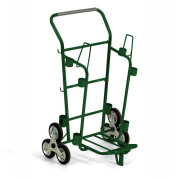 Châssis nu pour chariot de voirie en acier - Capacité: 120 L - 4 supports manches inclinés - 6 roues Ø160 mm - Peinture epoxy vert