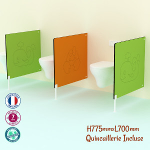Cloison wc “carrée” écran de séparation solution pratique pour séparer les wc et préserver l'intimité des tout-petits - couleurs variée