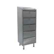 Commode bureau inox - 5 tiroirs - Hauteur 1360 mm