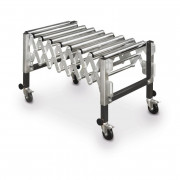 Convoyeur à rouleaux extensible en acier réglable - Longueur jusqu'à 1300 mm - Charge max. : 130 kg