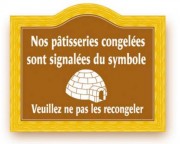 Etiquette signalétique congélation pâtisserie 