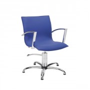 Fauteuil coiffure à accoudoirs courbés et chromés