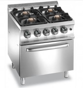 Fourneau 4 feux vifs sur four électrique