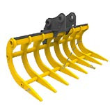 Fourche à fumier crocodile pour mini-pelle de 2 à 36 tonnes - 5 à 8 branches